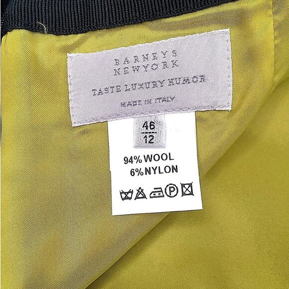 Vintage Barneys NY Pencil Skirt Black Textured Italian Wool Blend Luxury Classic - Picture 7 of 8